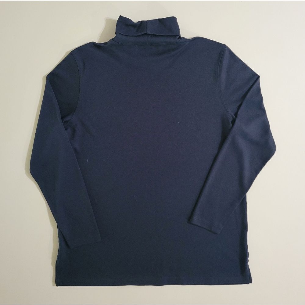 Lands' End Women's Black Cotton Long Sleeve Turtleneck Top - Picture 13 of 15